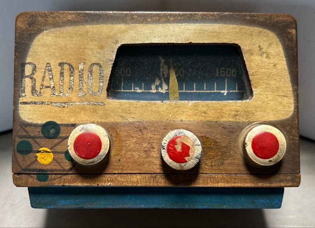 当時物 レトロ ビンテージ 真空管ラジオ型 木製貯金箱 希少