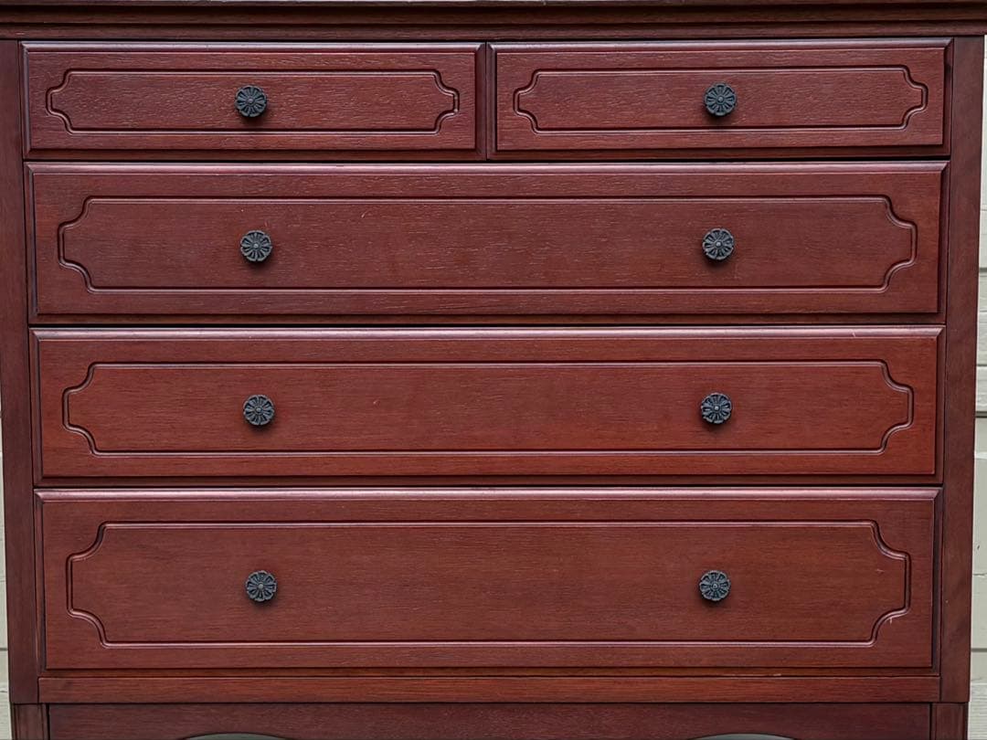クラシック 猫脚チェスト 4段 木製 マホガニー調 引出し収納 アンティーク調