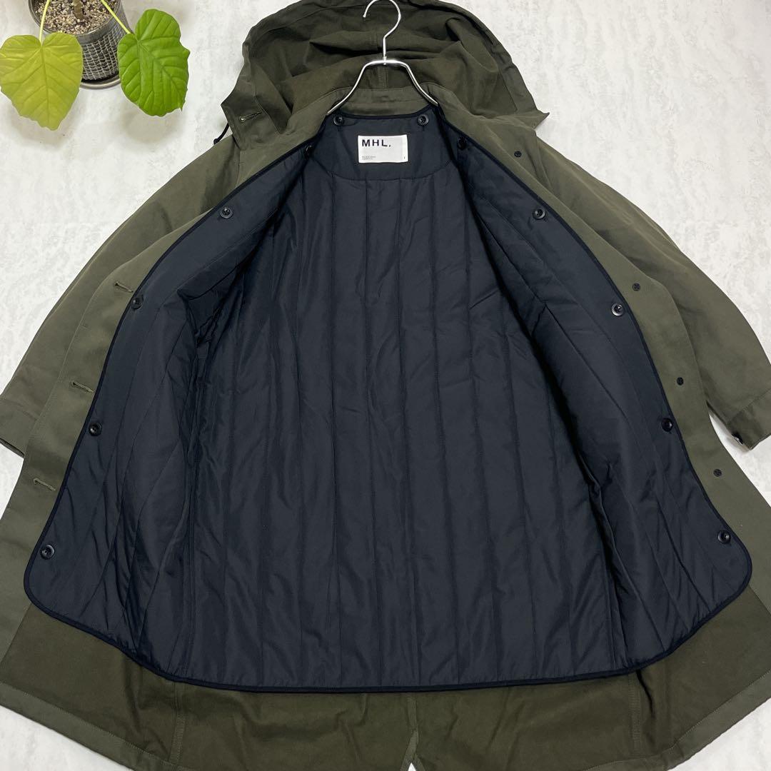 美品『 MHL.』 モッズコート/ライナー取外し/比翼仕立て/オリーブ/春秋冬