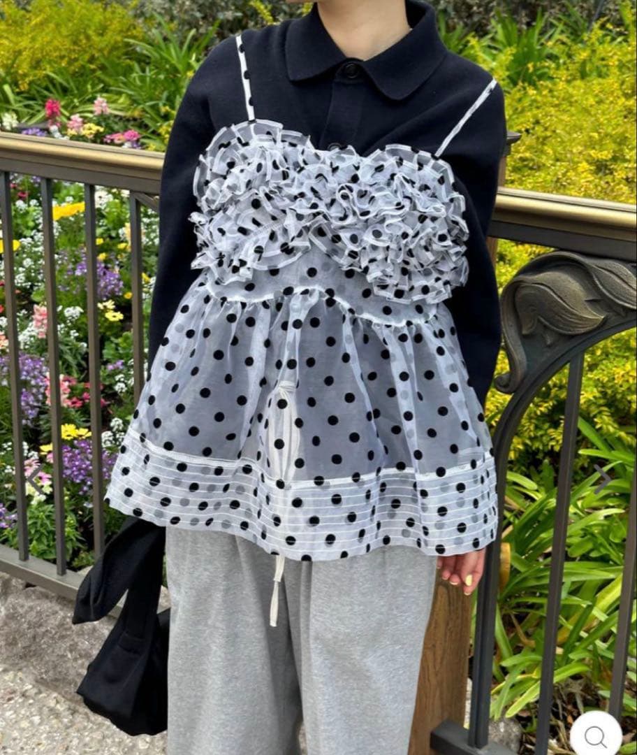 POPPY WAVE GATHERED PEPLUM BUSTIER ドット