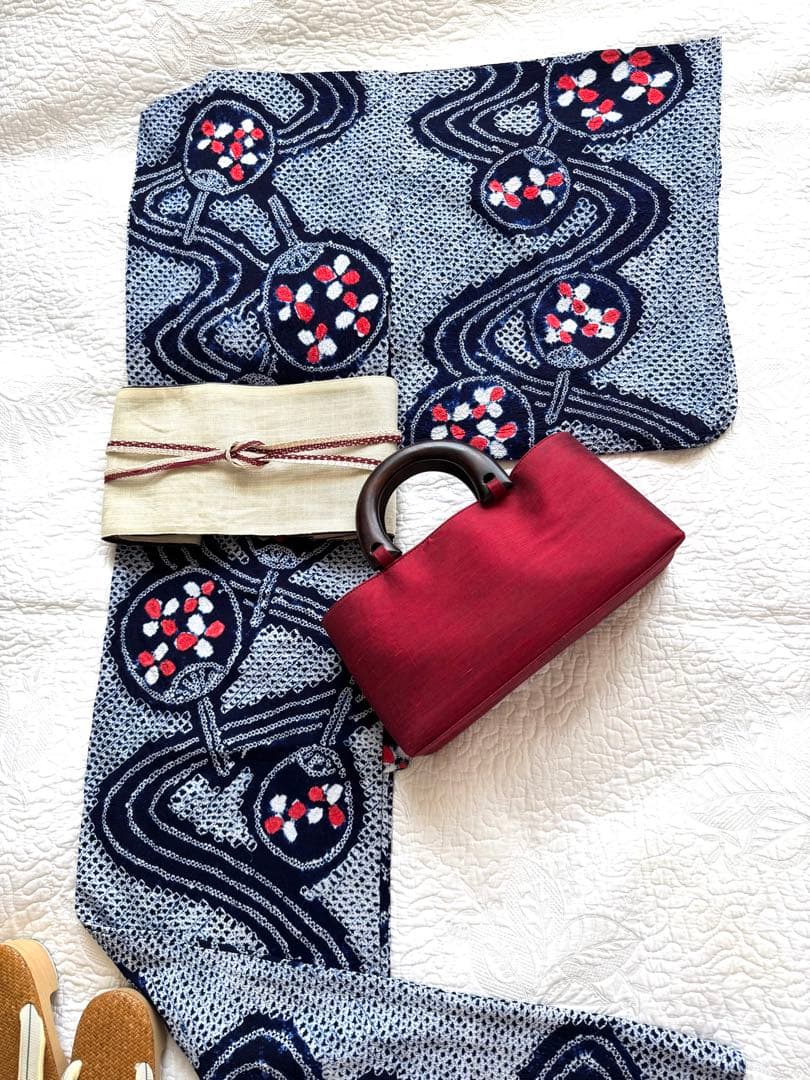 粋な大人の浴衣 極上の逸品です ◆ 有松絞り 団扇うちわ 高身長の方にも