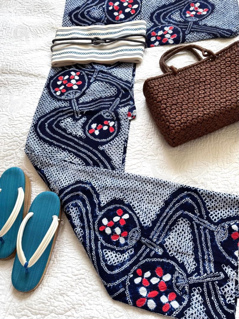 粋な大人の浴衣 極上の逸品です ◆ 有松絞り 団扇うちわ 高身長の方にも