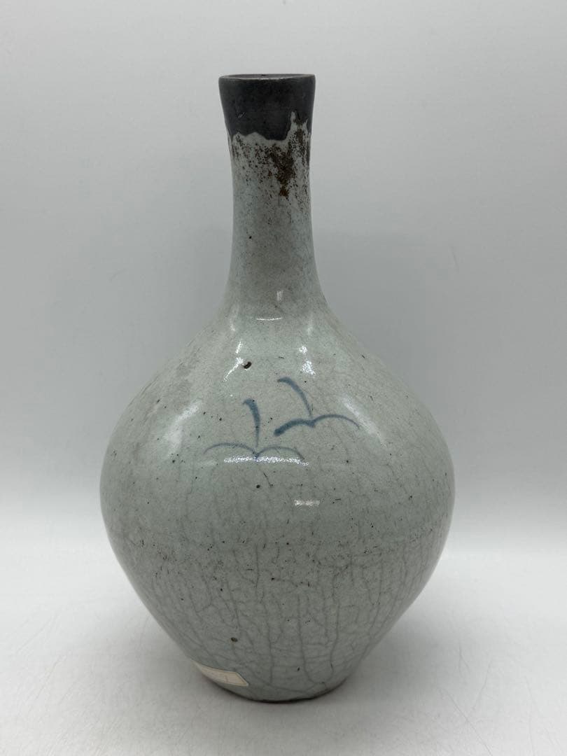 古伊万里　染付　鶴首瓶　染付草花紋　送料込み260202