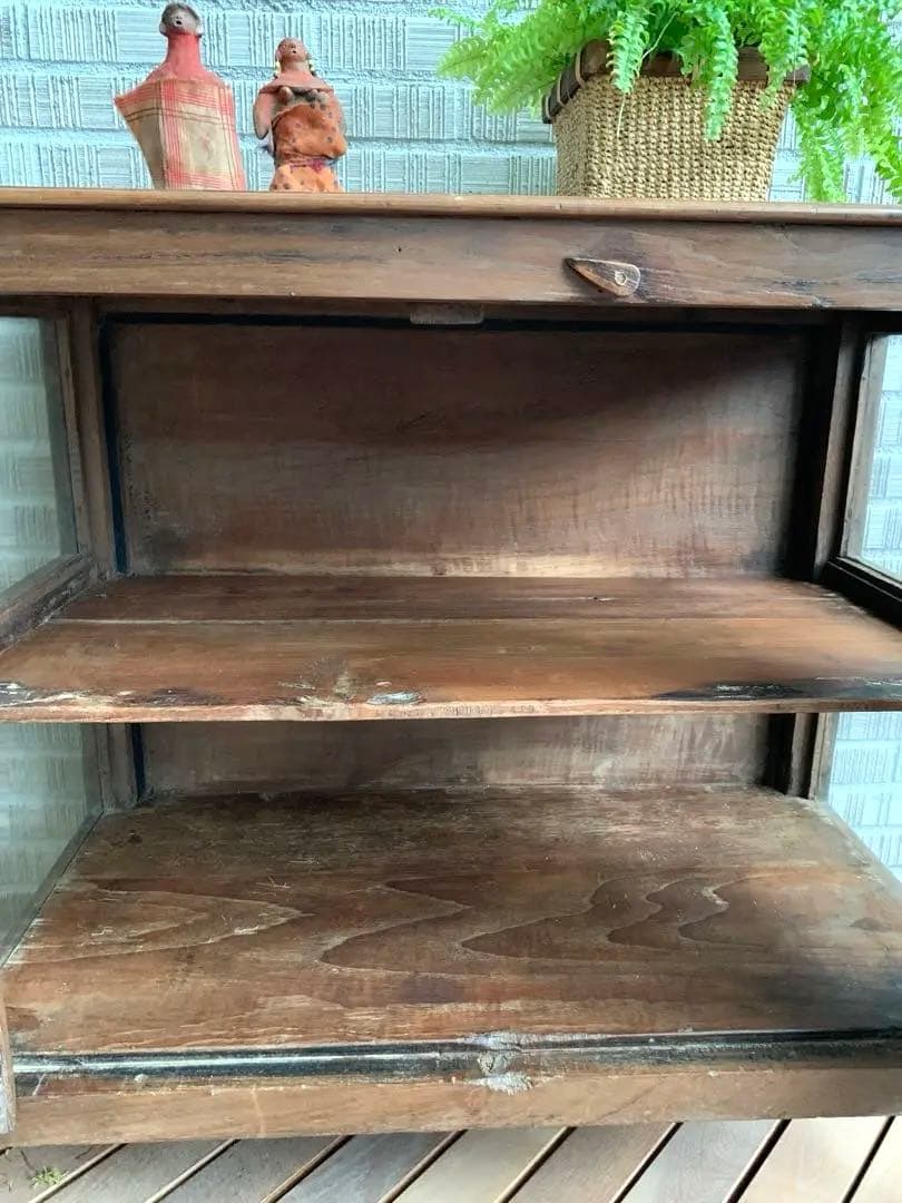 ビンテージ　古家具　リメイク　ショーケース　アイアン脚