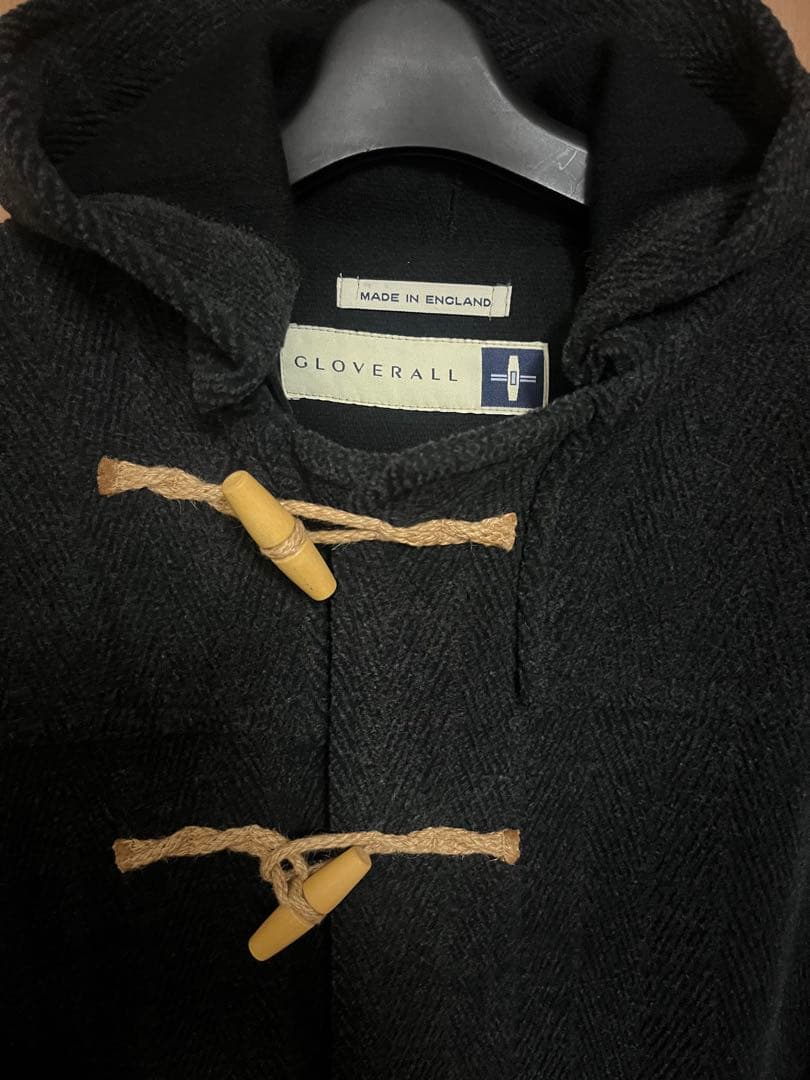 美品◎グローバーオール ダッフルコート ヘリンボーン 英国製 L-XL 灰