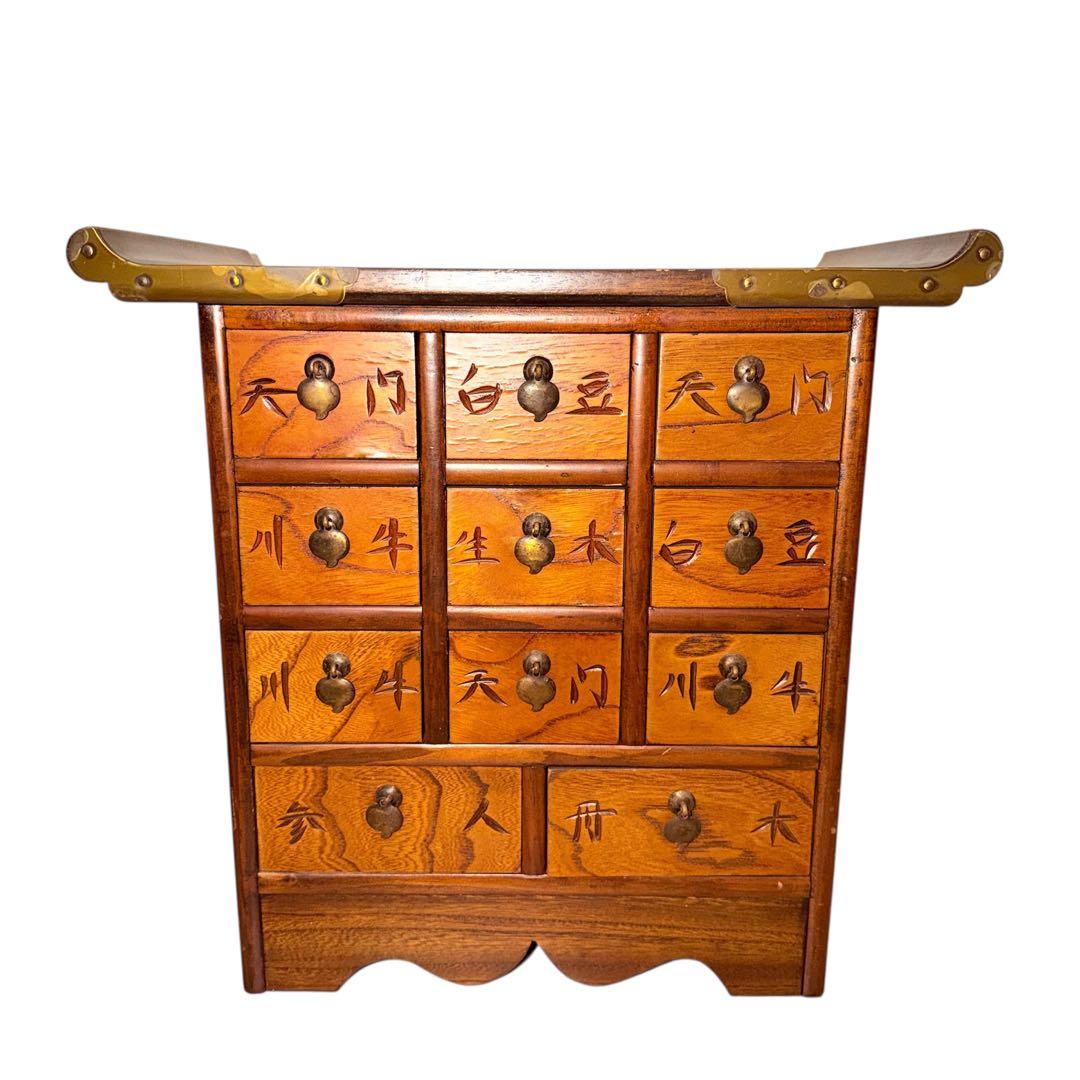 李朝家具　木製　箪笥　薬箱　アンティーク　レトロ　骨董　希少　タンス