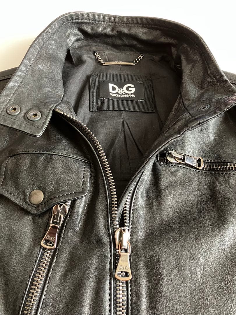 【希少美品】直営店購入品D&G ブラックレザーライダース 40サイズ