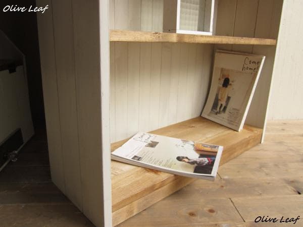 サイズ、デザインオーダー可！幅広6段カップボードW82●シャビーホワイト受注製作