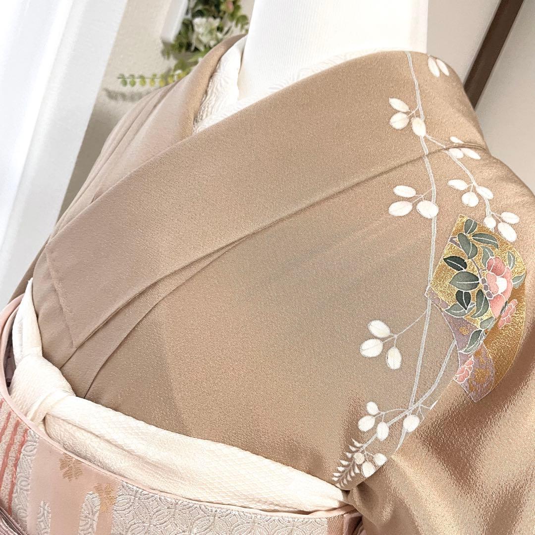 ベージュ 友禅 4点 フルセット 訪問着 入学式 卒業式 入園式 春 秋 冬