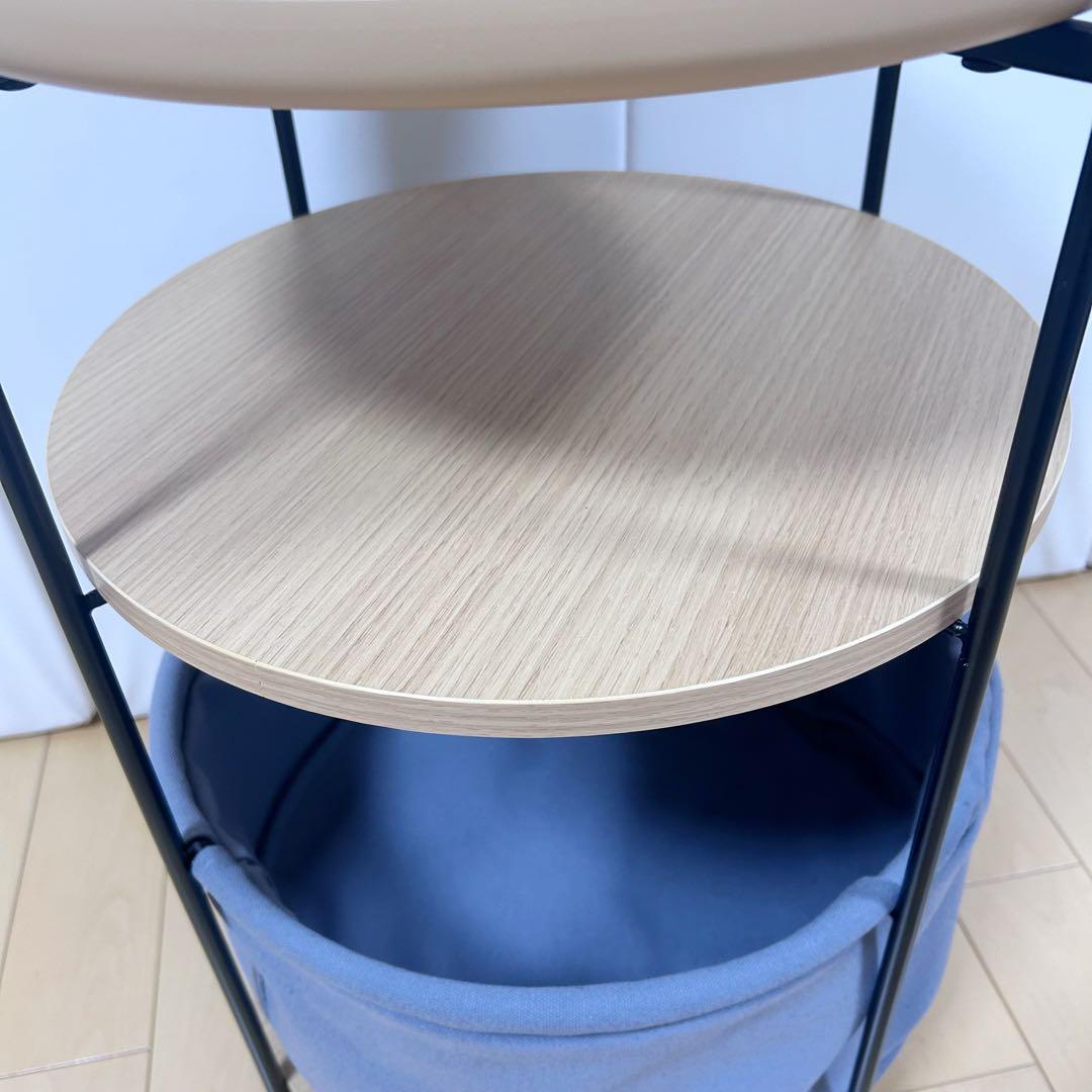 ニトリ　サイドテーブル　AW08 LBR 天然木　NITORI サイドボード円型