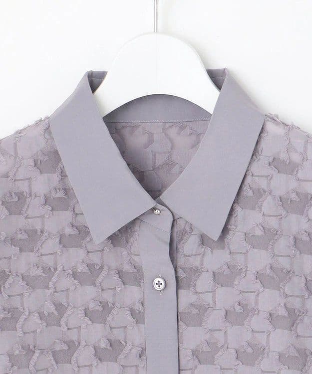 自由区　シアージオメトリックジャカードクロップド丈 ブラウス