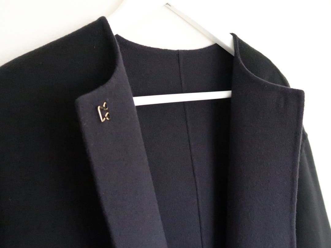 UNITED ARROWS バイカラー リバー ミドルコート ネイビー×ブラック