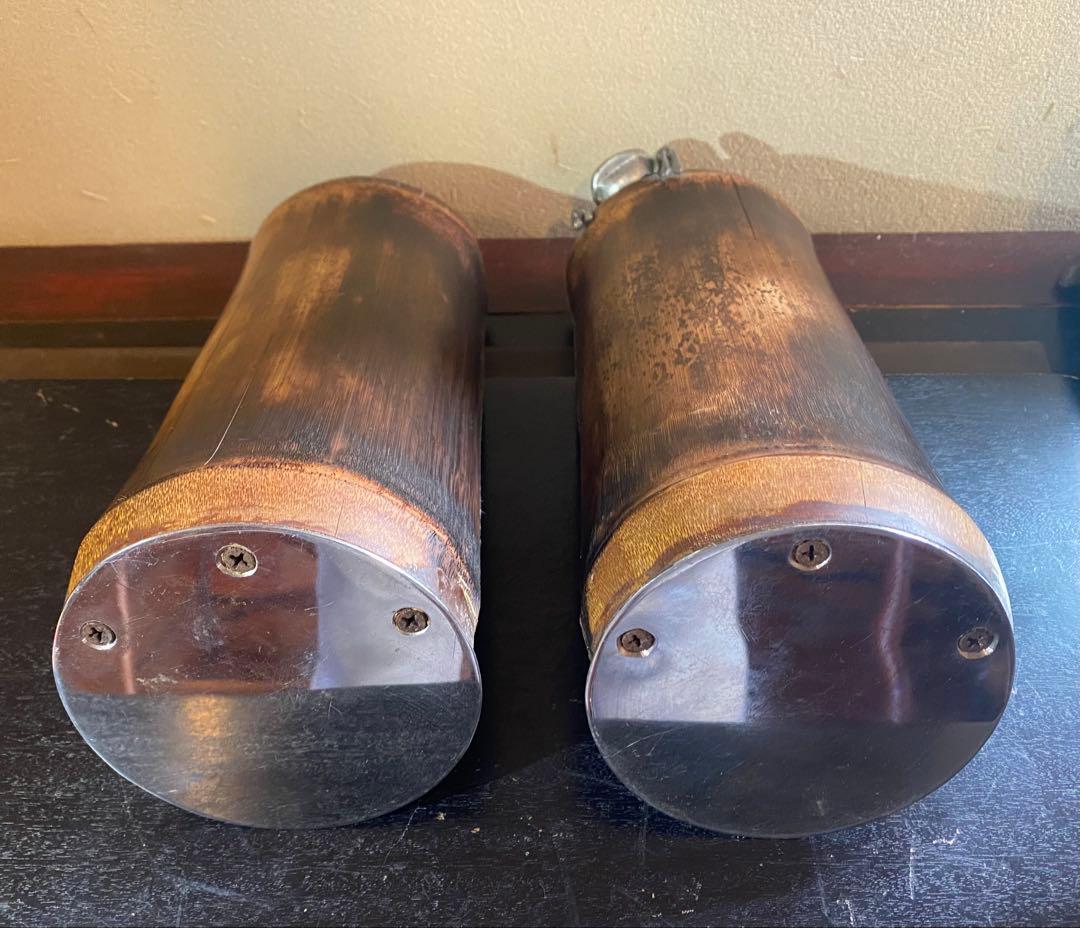 ヴィンテージ　錫製カエル付・ペア　　バンブーブックスタンド　レア