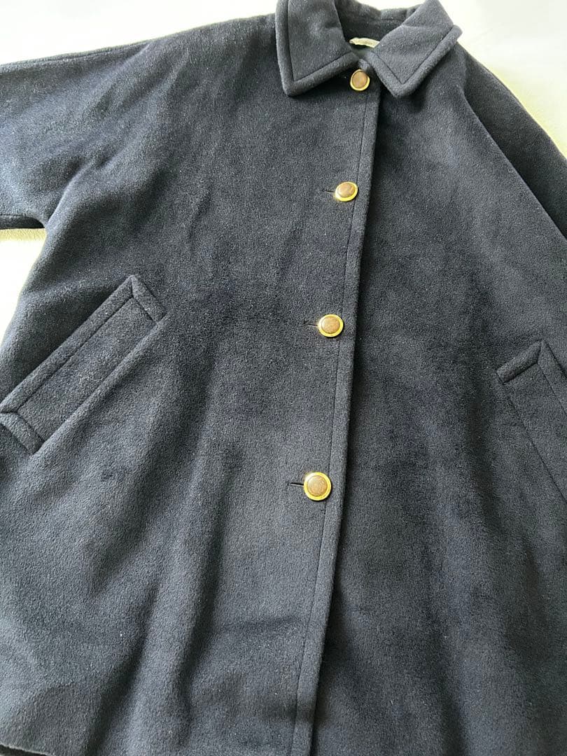 MaxMara マックスマーラ カシミヤ混 ウールコート 1枚袖 Aライン 紺色