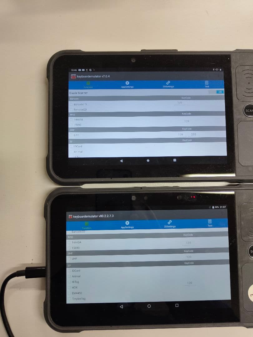 業務用バーコードスキャナー付きAndroid9と7.1 LTE 2台 動作品
