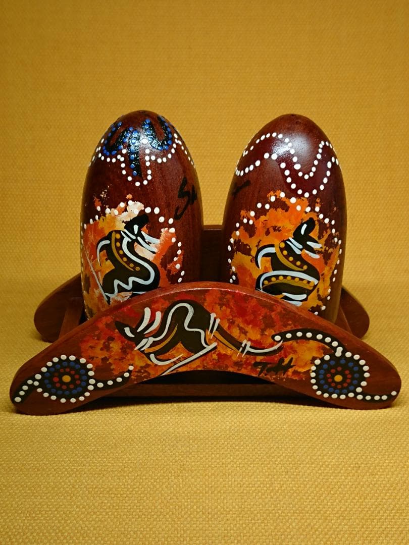 【美品】アート　アボリジニアート　置物　インテリア　工芸品　美術品　A1421