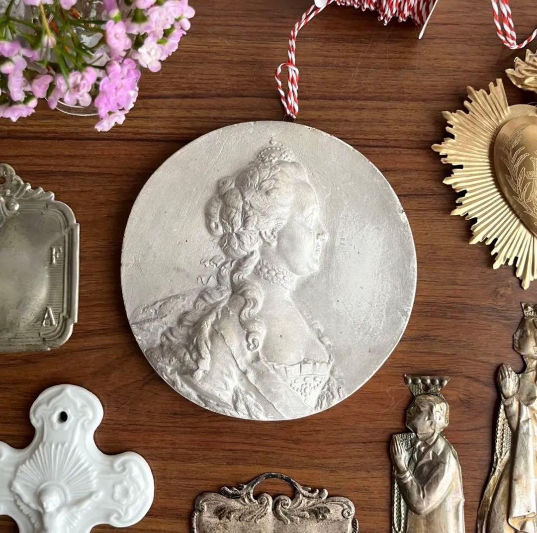 フランスアンティーク ♧ 石膏製メダイヨン14.5cm ♧ Jバプティスト・ニニ