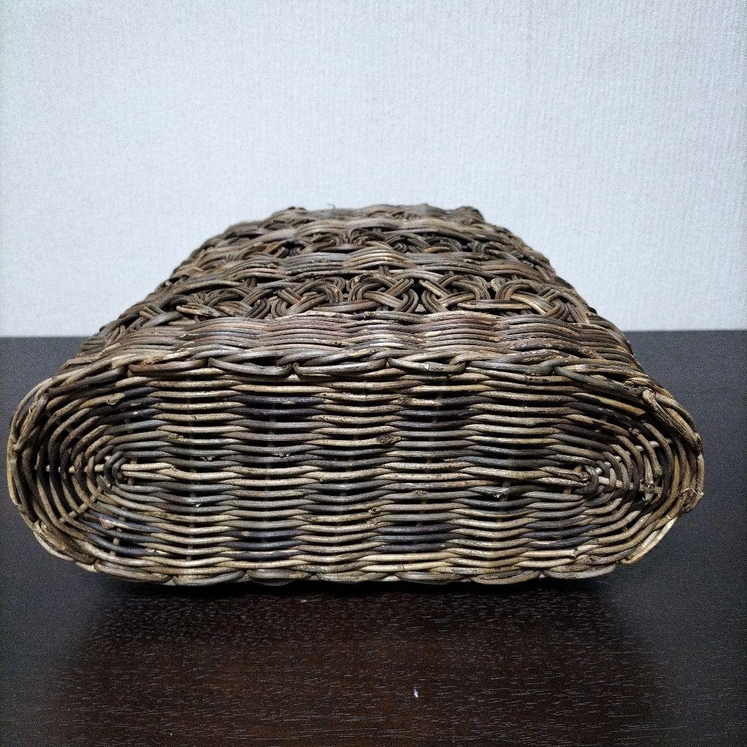 つるかご　巾着付　工芸品　ヴィンテージ　黒葛　くろかずら