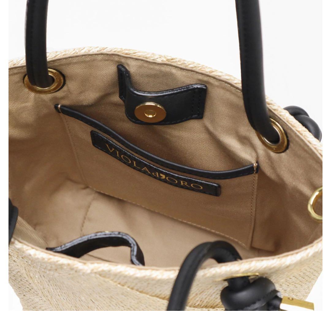 美品✨️VIOLAd'ORO かごバッグ ショルダーバッグ 天然素材 アバカ 本革