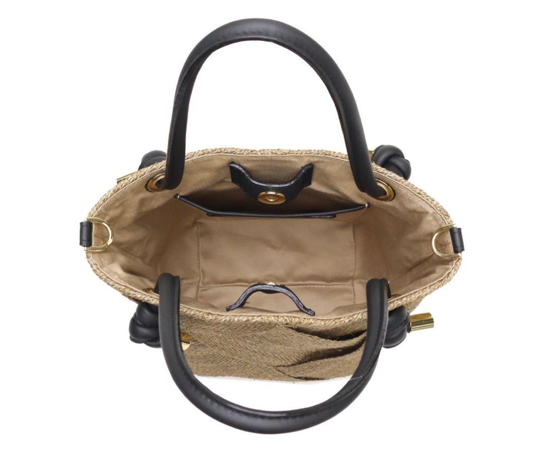 美品✨️VIOLAd'ORO かごバッグ ショルダーバッグ 天然素材 アバカ 本革