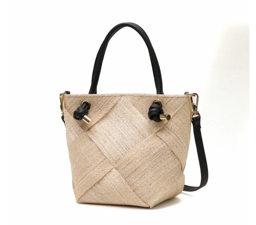 美品✨️VIOLAd'ORO かごバッグ ショルダーバッグ 天然素材 アバカ 本革