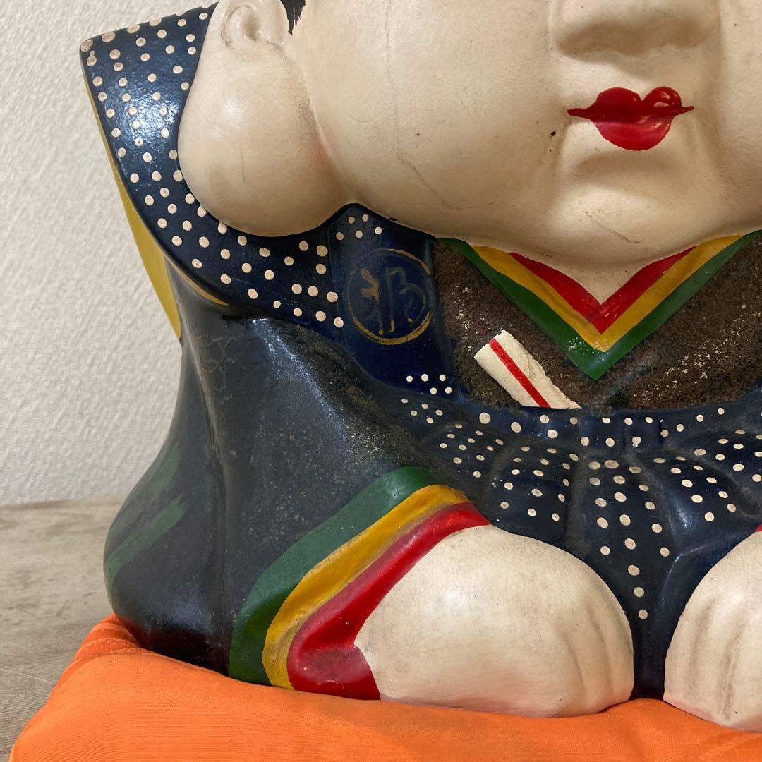 時代福助人形　縁起　手描き　招福置物　珍品〈検 招き猫　こけし　七福神　常滑焼