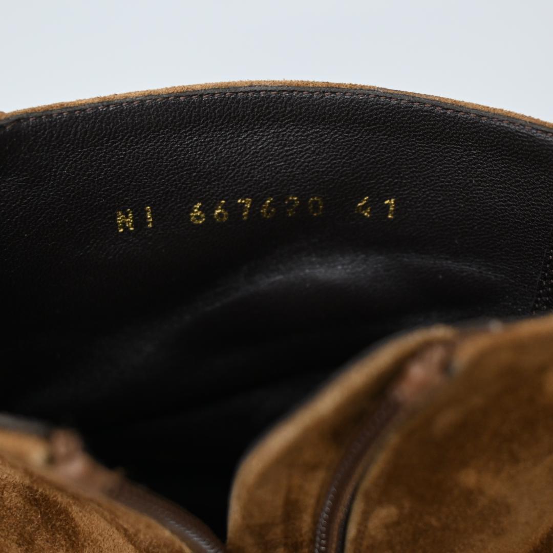 ■ 48196★年 サンローランパリ サイドジップヒールブーツ スエード*