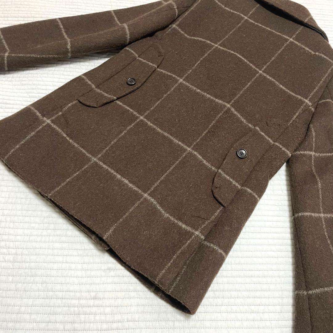 COACH コーチ ウール メルトン Pコート ダブル ウインドウペン　XS