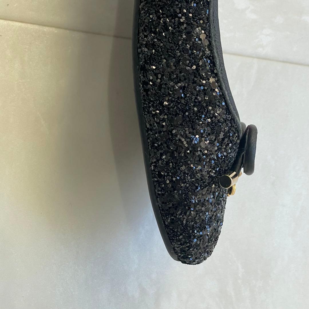 美品！ケイトスペード　グリッターパンプス　バレエシューズ　ブラック