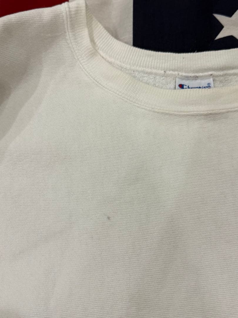 ★90s Champion リバースウィーブ無地 目有り 刺繍タグ白 USA★