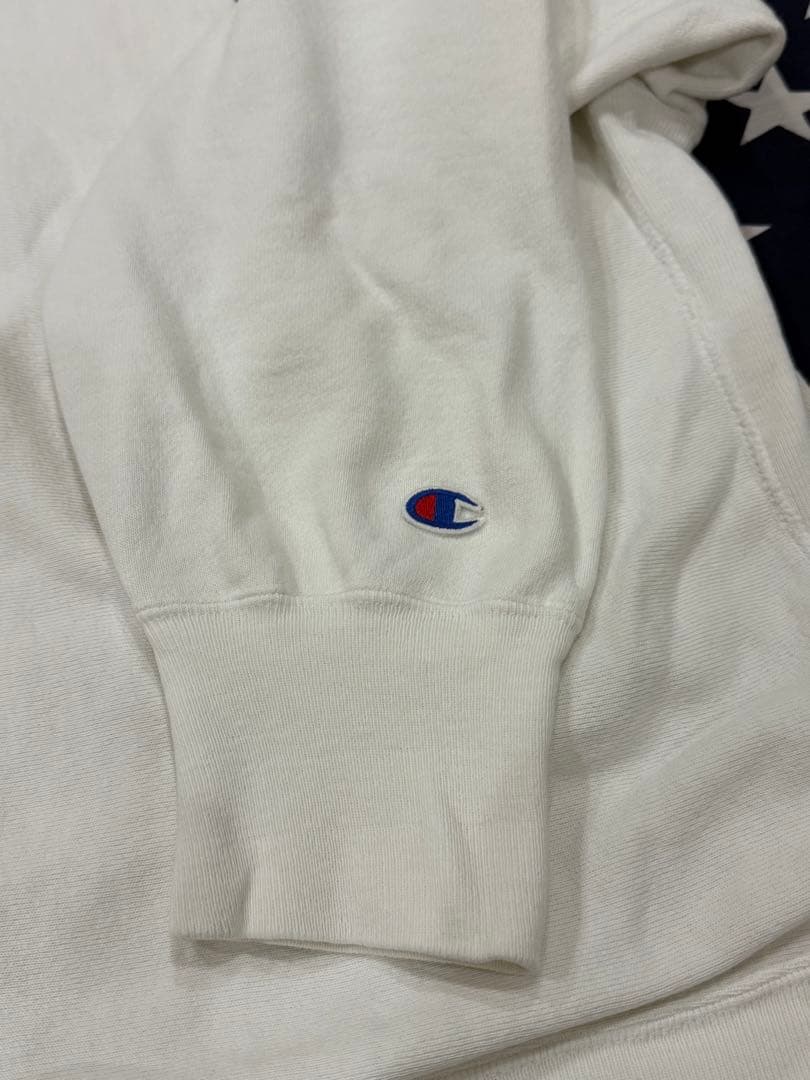 ★90s Champion リバースウィーブ無地 目有り 刺繍タグ白 USA★
