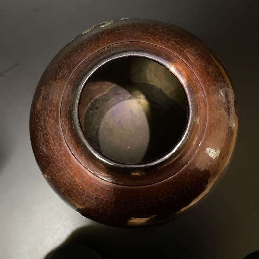 時代物　銅虫花瓶　打ち出し花瓶　在名あり