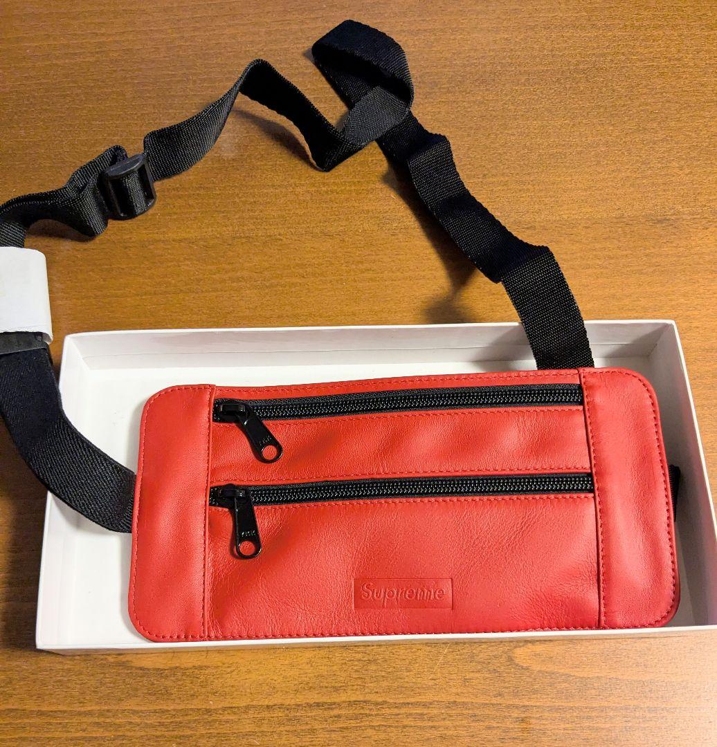 新品 19ss Supreme レザー ウエスト ショルダーポーチ Red