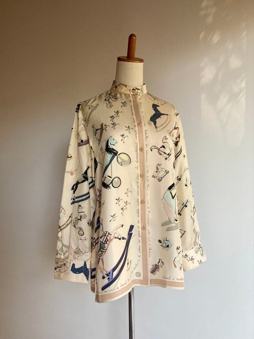 HERMES ロゴシャツブラウス　マルジェラ期 『お馬の話をして』クリーニング済