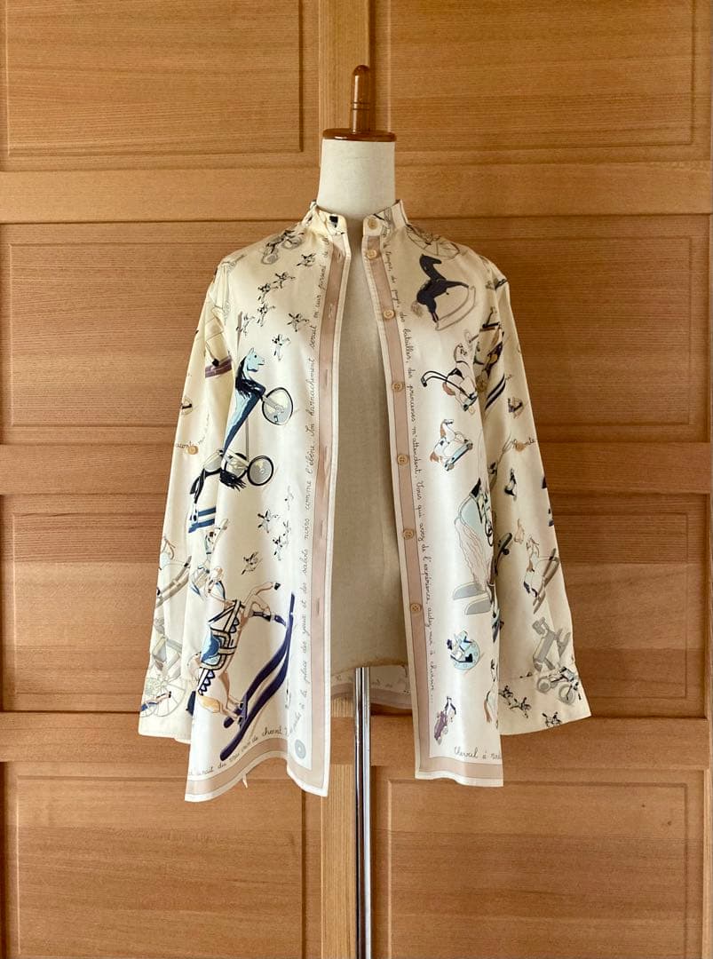 HERMES ロゴシャツブラウス　マルジェラ期 『お馬の話をして』クリーニング済