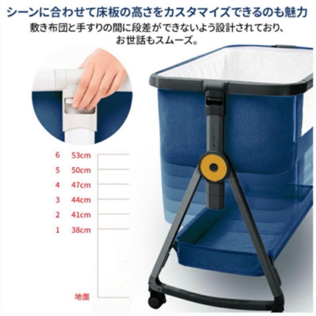 ベビーベッド 高さ調整可能 折り畳み 収納袋付きHZDMJ ライトグレー