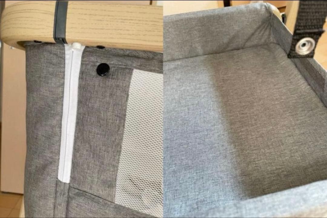 ベビーベッド 高さ調整可能 折り畳み 収納袋付きHZDMJ ライトグレー