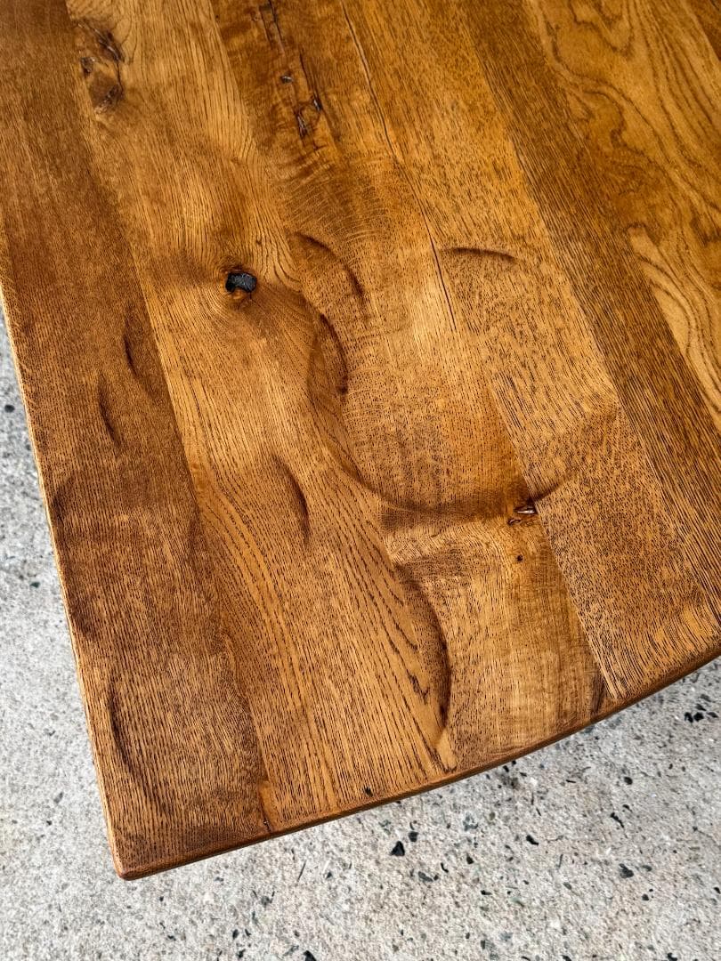 半円形リビングテーブル　３本脚　オーク無垢材　オイルメンテナンス済み