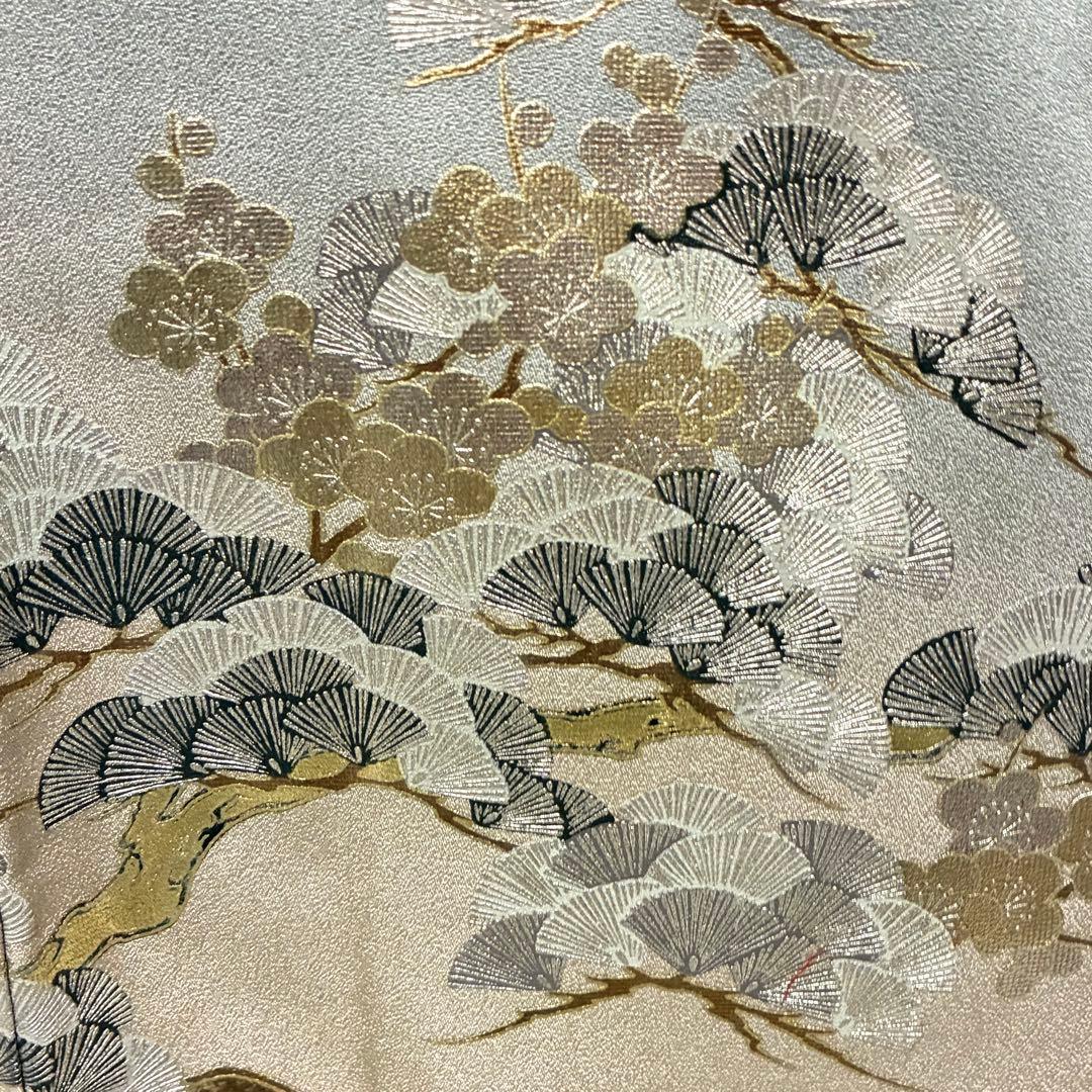 D27 訪問着 笠松 流水 金箔 正絹 着物 袷 極美品