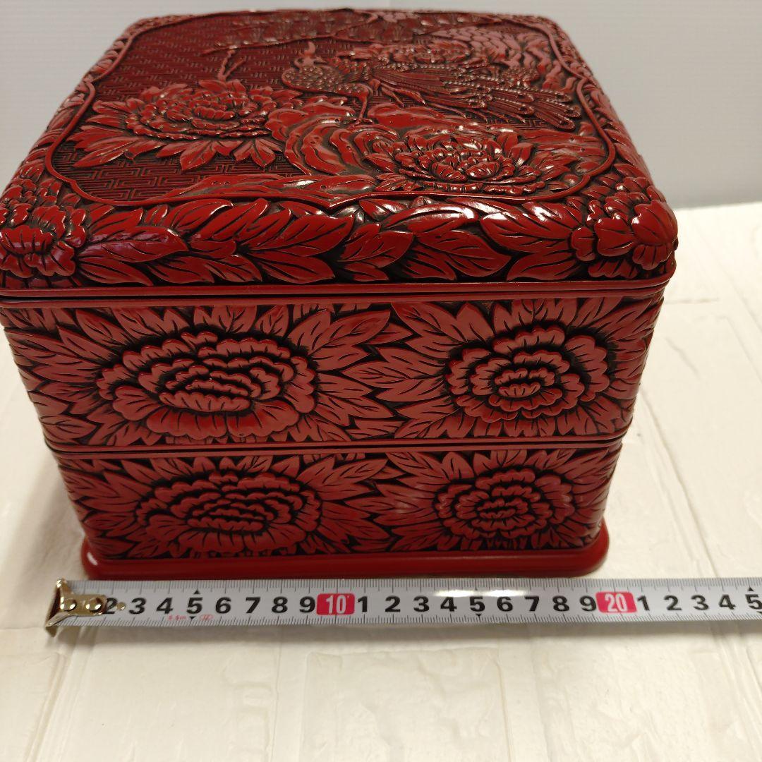 仙台堆朱　花鳥彫　二段重