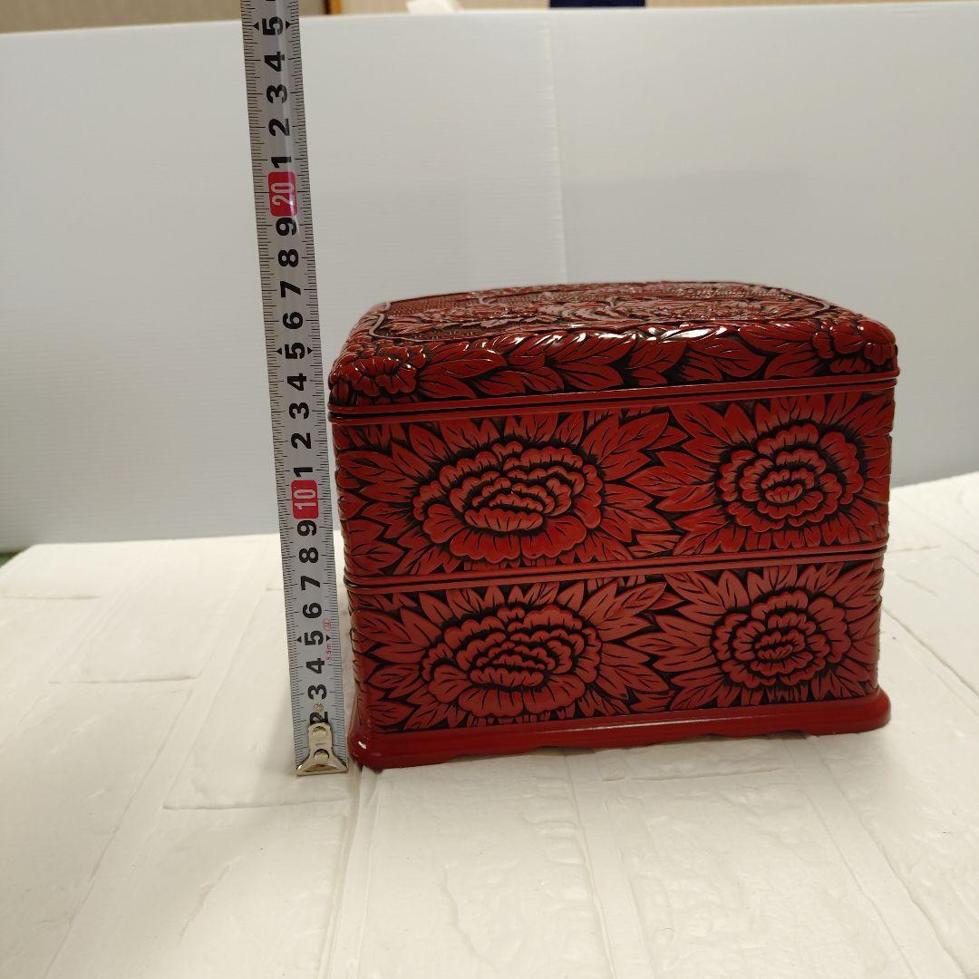 仙台堆朱　花鳥彫　二段重