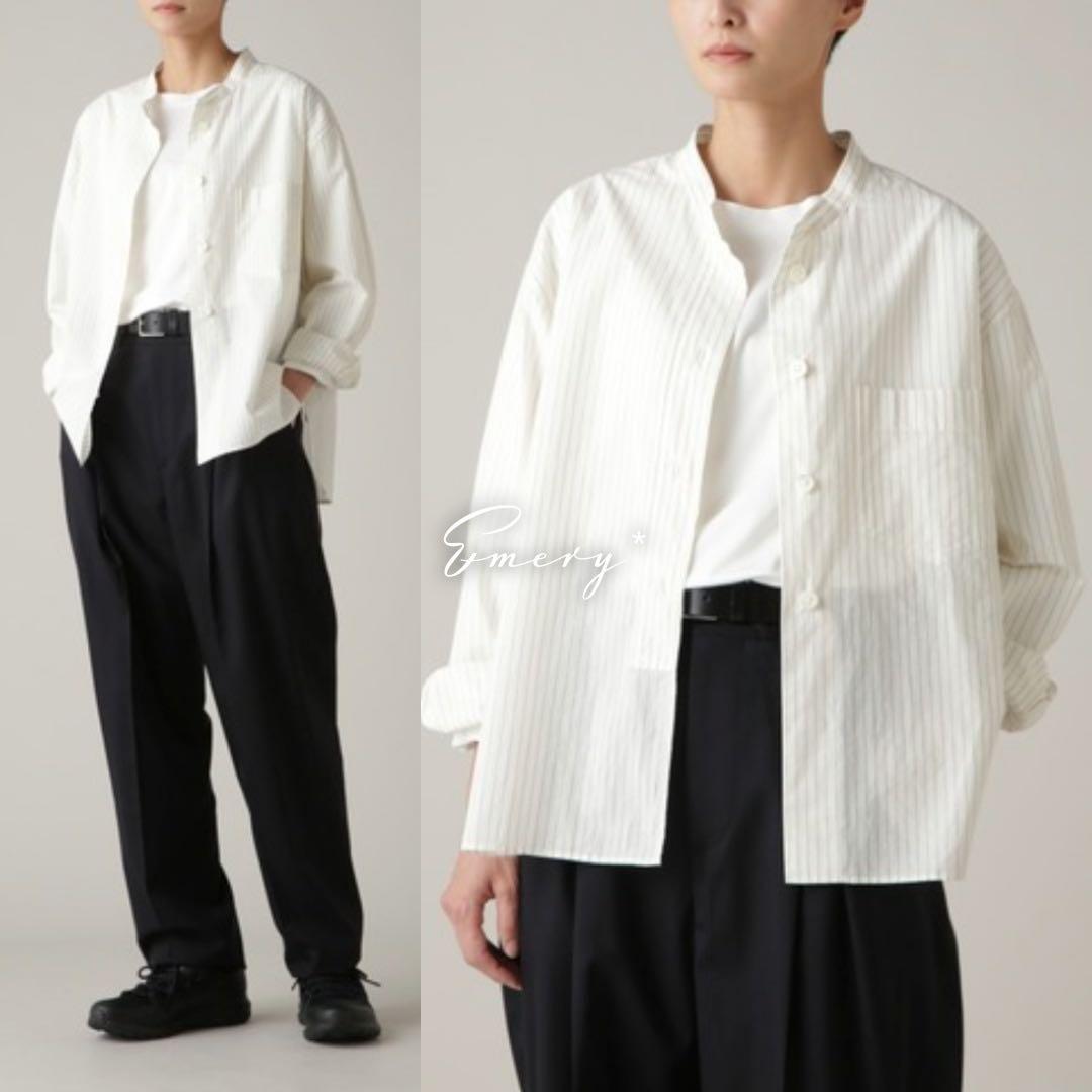 マーガレットハウエル 2024 コットン カラーレス ストライプ シャツ 1