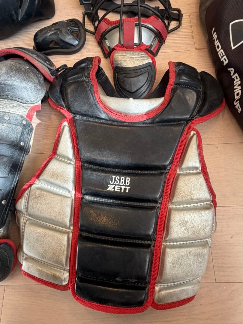 少年軟式ゼット　キャッチャー防具一式プロテクターレガース　マスクアンダーアーマー