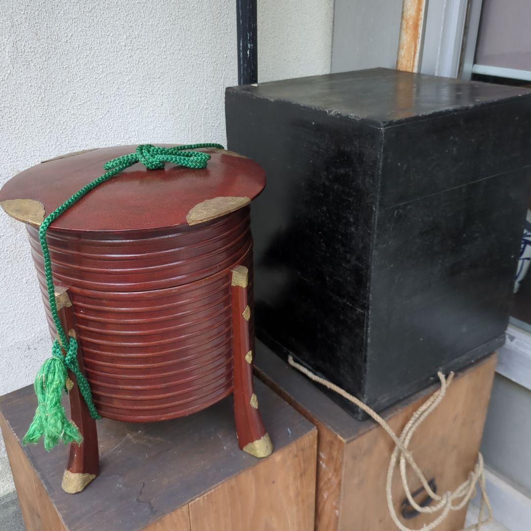 お買い物　骨董　ほかい　大名道具　漆　梨地　木製　2つ