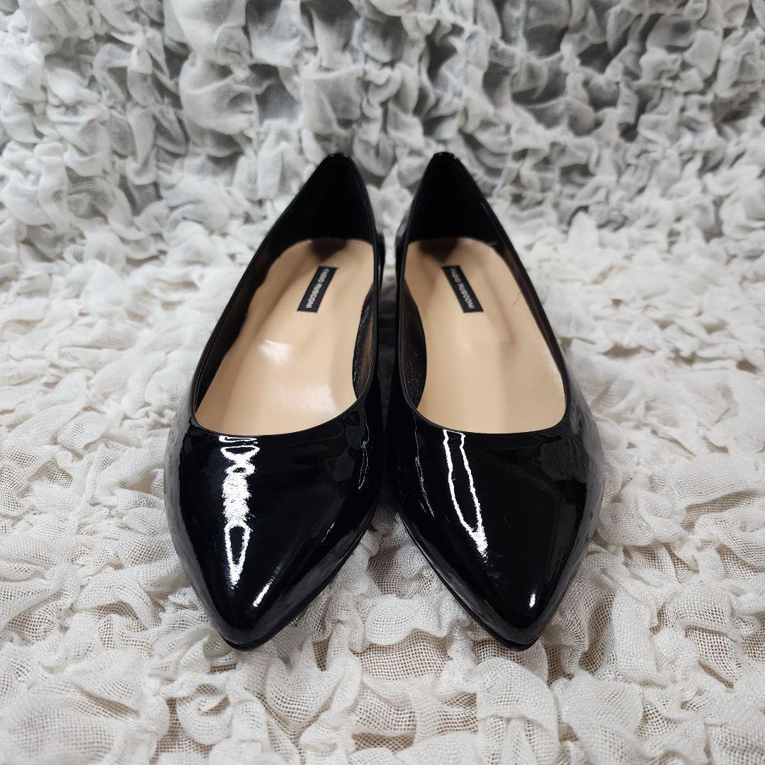 未使用 ファビオルスコーニ アーモンドトゥ エナメル フラット パンプス