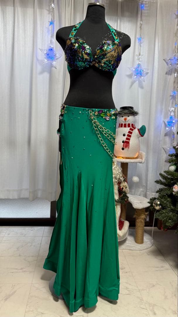 POLINA ベリーダンス 衣装 グリーン Mサイズ