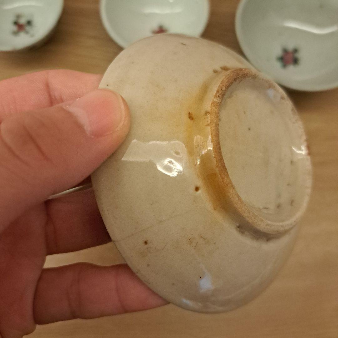 骨董　古道具　アンティーク　中国　茶杯　器　小皿　縁起物　花　喜