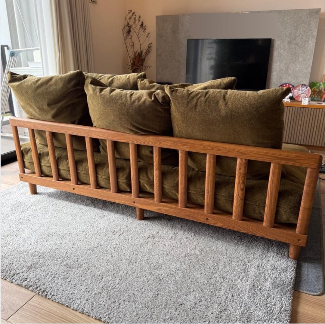 【希少品】Re:CENO リセノ AGRA アグラソファ クリンプ生地 オリーブ