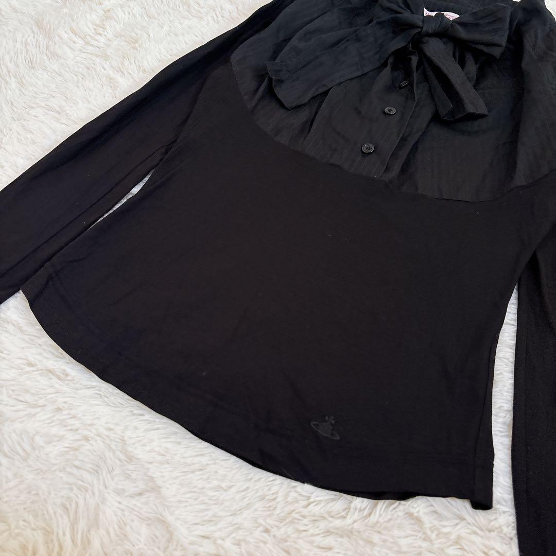 ヴィヴィアンウエストウッド ボウタイ リボン ブラウス 異素材 オーブ刺繍