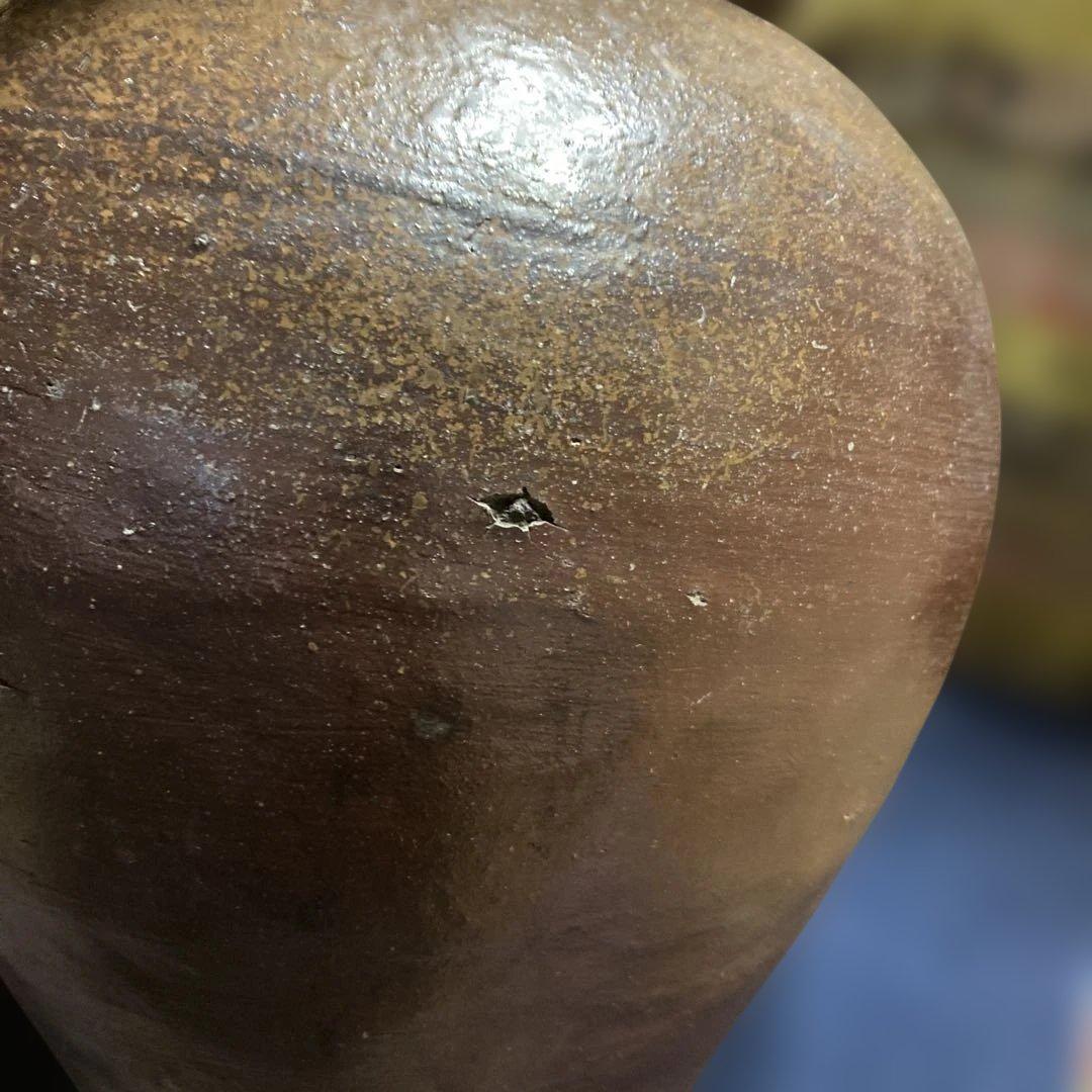 江戸時代　常滑焼壺　花器￼高27.5×径27.5×口17.5×底￼14.5cm